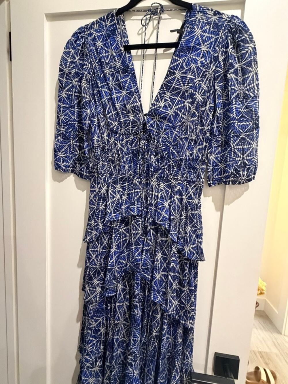 Maje x RTR Ruffled Printed Viscose Dress - Size FR 34/ US XS